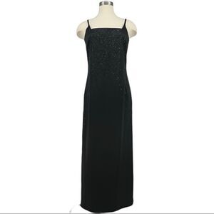 BYER TOO! Black Evening Gown with Floral Sequins